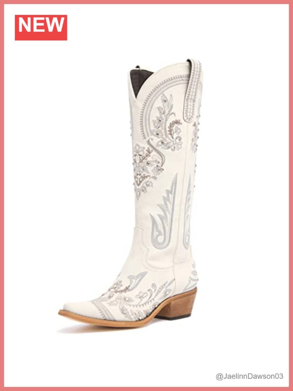 Women's Rhinestone Embroidered Cowboy Boots Snip Toe Faux Leather Knee High